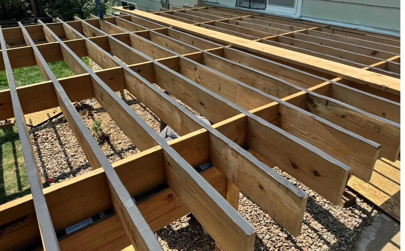 Deck framing inspection of joists and beams