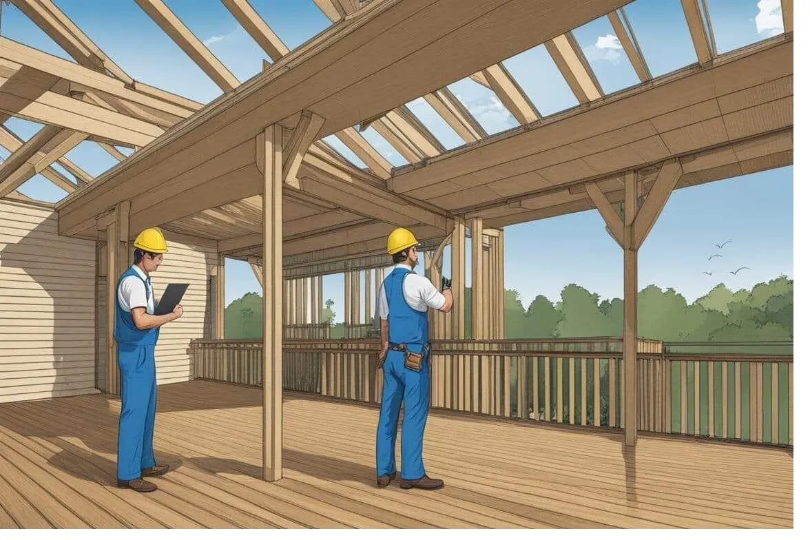 Engineers reviewing permit-ready deck plans